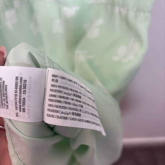 Abercrombie & Fitch Green Floral Ruffle Mini Dress Smocked Back Medium - Picture 10 of 13